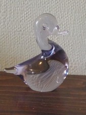 WEDGWOOD LILAC/MAUVE GLASS DUCK PAPERWEIGHT approx 4" in height