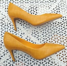 JD WILLIAMS SIZE 7EEE EXTRA WIDE FIT YELLOW MOCK CROC COURT SHOES H66110925B335