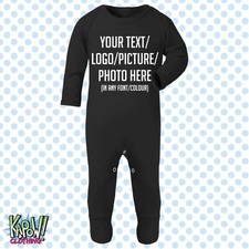 Custom Personalised Baby Grow ROMPER Sleep Suit Gift-Choose text/logo-16 colours