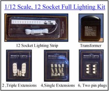 1/12 Dolls house 12 Socket Lighting Kit & Transformer set, Extensions, plugs LGW