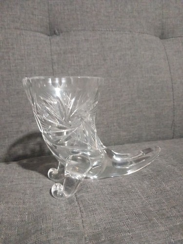Cornucopia crystal glass vase - glass, vase-