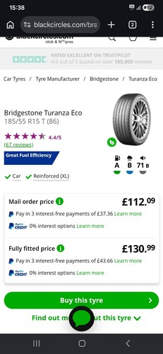 Bridgestone 185 55r15 86t - 185/55r15,