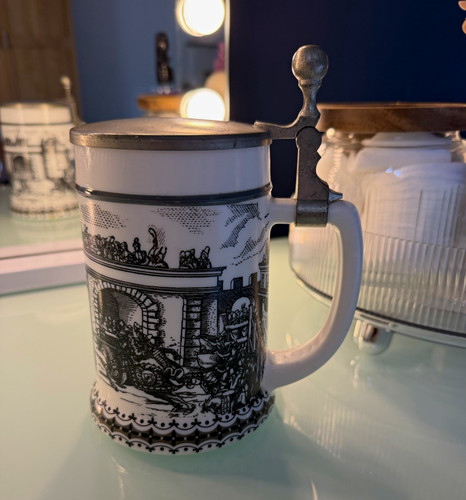 Ceramic beer tankard with - beer,