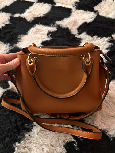 Brown small satchel top handle - brown,