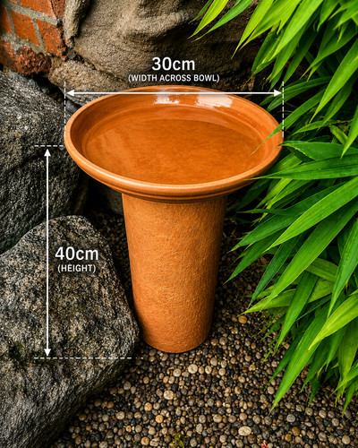Terracotta pedestal bird - pedestal,