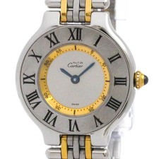 CARTIER Must 21 Gold Plated Steel Quartz Ladies Watch W10075F4 Polished