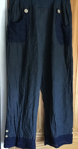 Womens navy linen wide leg