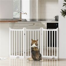 91cm Wooden Pet Gate Freestanding Dog Gate Indoor Foldable Dog Fence w/2 Feet