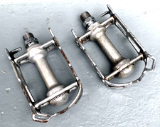 Vintage Late 1950's CAMPAGNOLO RECORD Steel 9/16 Road Pedals SILVER