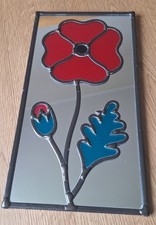 Stained Glass Single Poppy Mirror 6" X 11"