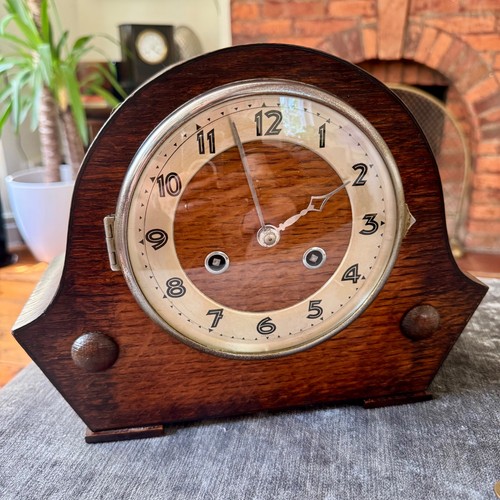 Art deco oak mantel clock - deco,