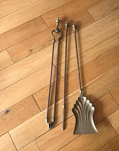 Vintage brass fireplace poker - brass,