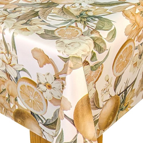 Vintage orange blooms pvc - orange,