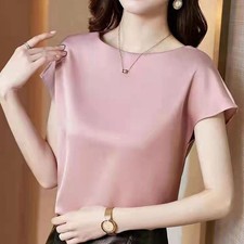 Flattering O Neck Satin Blouse