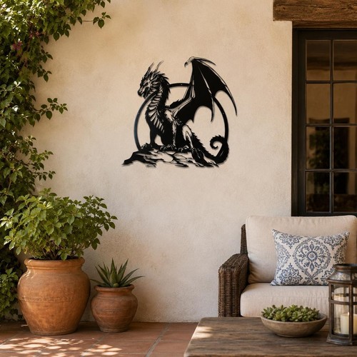 Impressive metal dragon - metal, wall