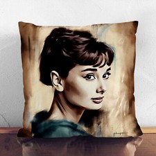 Plump Cushion Audrey Hepburn Digital Art No.1 Scatter Throw Pillow Cover Filled