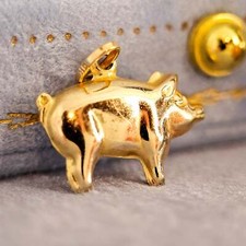 9ct Gold Pig Charm - Cute 90's