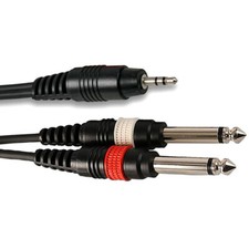 3.5mm Stereo Jack to Twin 1/4" 6.35mm Mono Small to Big Splitter Audio Cable