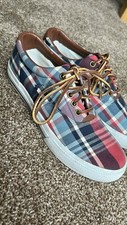 Ralph Lauren Vaughn Tartan Check Trainers Plimsolls Size 6 Eur 40