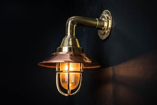 Brass copper wall lamp - brass, modern