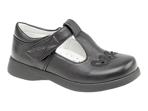 Girls black school shoes easy - black,
