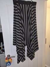 Black And Grey Asymmetrical Skirt Feesize Elasticated Waist