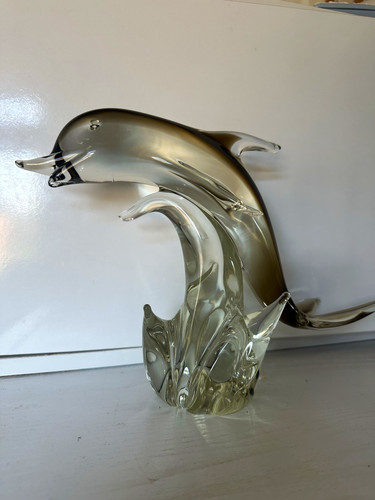 Art glass dolphin ornament - glass,
