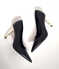 ZARA BLACK LEATHER COURT SHOES