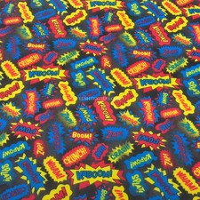 Marvel Polycotton Superhero Fabric Dress Comic Script BOOM! POW! Quilt Sewing