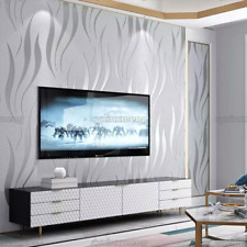 3D Embossed Wave Wallpaper Silver Grey Wall Paper Roll Living Room TV Background