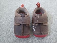 Clarks First Infant Boys Cruiser Fun Dark Brown Suede Shoes UK 2 G Dog Pet Shoe.