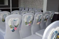 wedding chair decorations hand crafted white corded heart shaped designheart