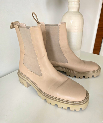 Zara beige leather chelsea - leather,