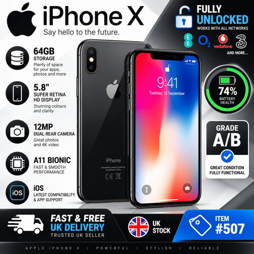 Apple iphone 64gb - x, black