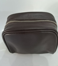 Molton Dark Brown 100% soft leather  small wash bag - 10th anniversary edition