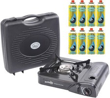 Parkland® Portable Single Burner Hob Camping Gas Stove Cooker With Gas Refills