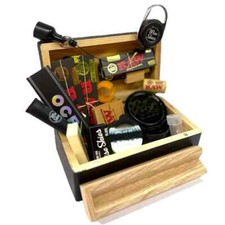 Black RAW OCB Rolling Box Set Stash Box Loaded Rolling Papers Wooden Box