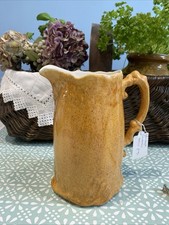 Vintage English Yellow Spatterware or Spongeware Buttermilk Pitcher/ jug 20 cm