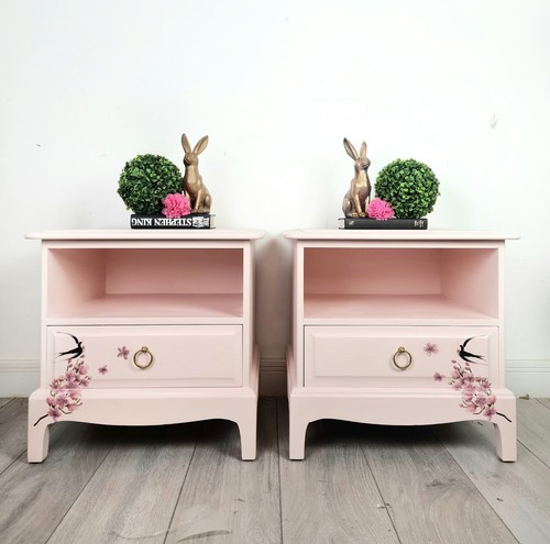 Pink stag bedside cabinets - pink,
