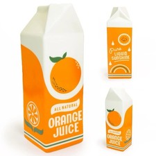 Vintage Inspired Orange Juice Vase Decorative OJ Carton Ceramic Retro Unique
