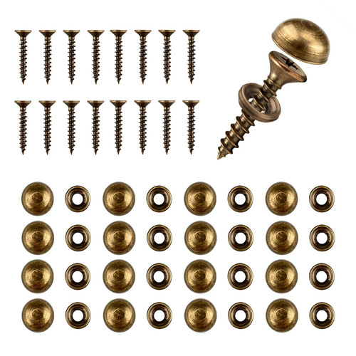 16pcs antique brass screw caps - brass,