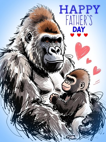 Gorilla father day - father's, card