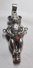Silver hallmarked teddy of a child's rattle by  Birmingham - two sided 