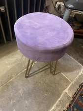  Stool purple Velvet Round Makeup Vanity Seat Chair Metal Legs Pouffe