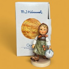 Hummel Goebel "Grandmas Girl" -  girl with headscarf, Bag and Flowers 