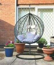 Hanging Rattan Swing Patio Garden Chair Weave Egg w/ Cushion In Outdoor