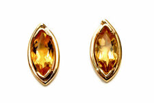 9ct Gold Citrine Studs earrings marquise Gift Boxed Made in UK