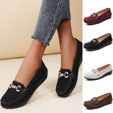 LADIES WOMENS FLATS SLIP ON OFFICE WORK COMFY PUMPS LOAFERS FASHION SHOES SIZE