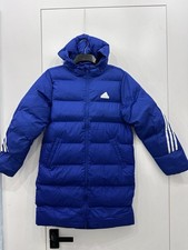 Adidas Junior Kids Hooded Pufer Jacket Coat Blue Age 13-14