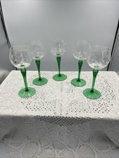 Green Stem X 5 Etched Wine